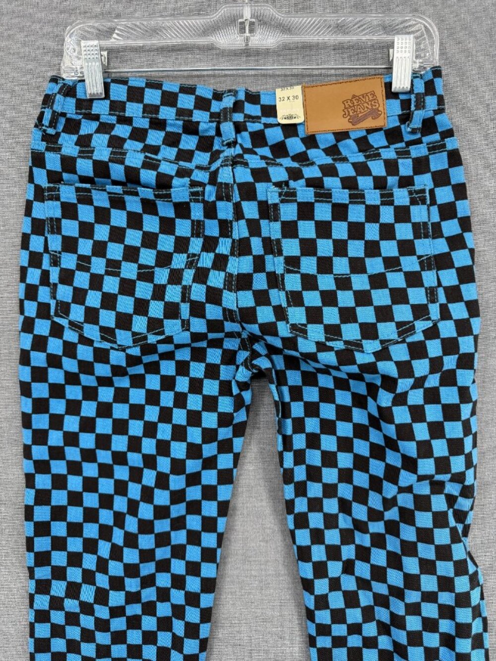Reve Jeans Mens 32x29 Skinny Black Checkered Pants Skate Streetwear NWT